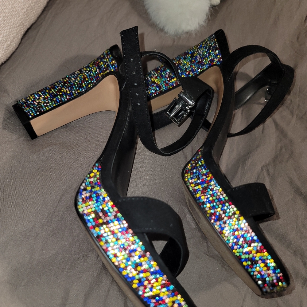Mix No. 6 Black Multicolor Beaded Heels